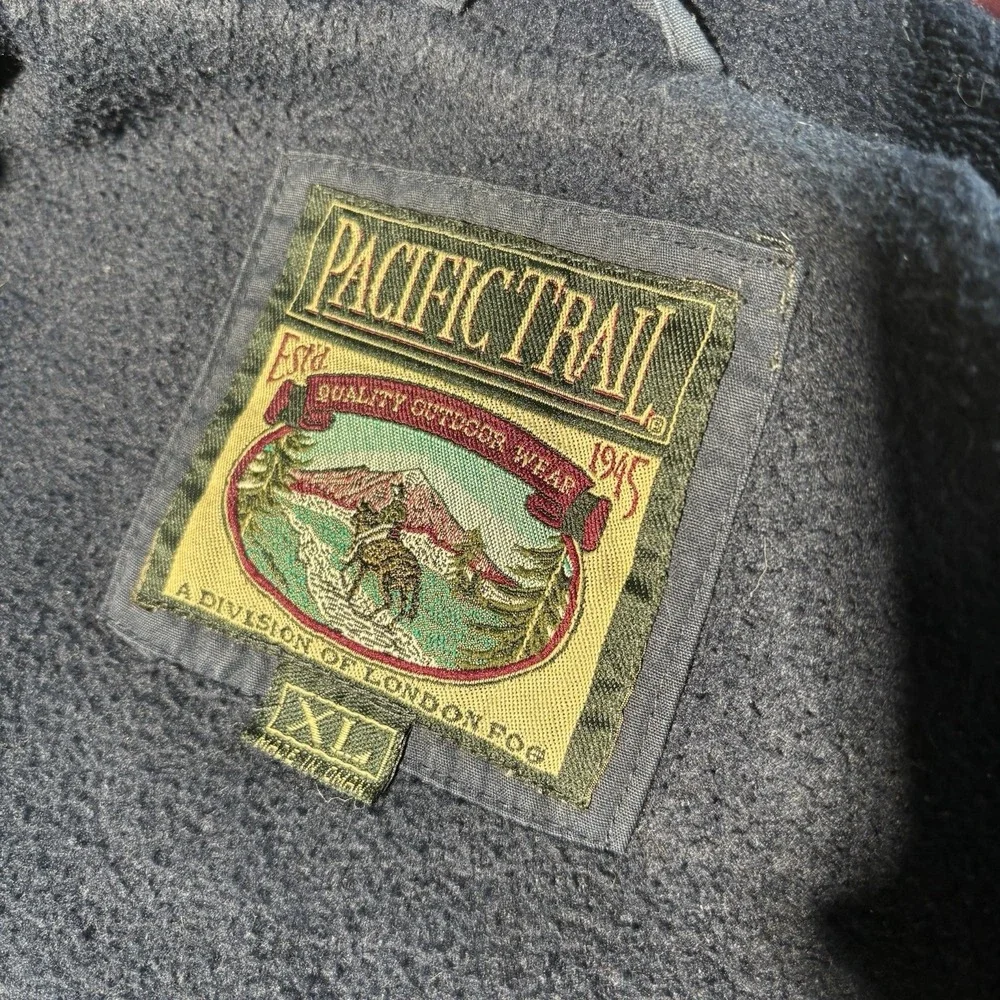 Vintage Pacific Trail Jacket Mens Xl Burgundy Navy Colorblock‎ Fleece Line 90's
